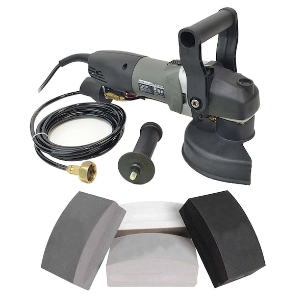 Hardin VSP5 5" Var Speed Polisher w/4 Pcs Electroplated Dry Hand Polishing Pad Set (60, 120, 200, 400 Grit) BRT680HP - main